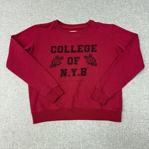 Cotton On | College of NYB Graphic Sweatshirt | M | Maroon Red | Roses Pullover